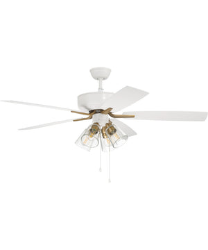 Pro Plus 104 4-Light Ceiling Fan (Blades Included) White/Satin Brass