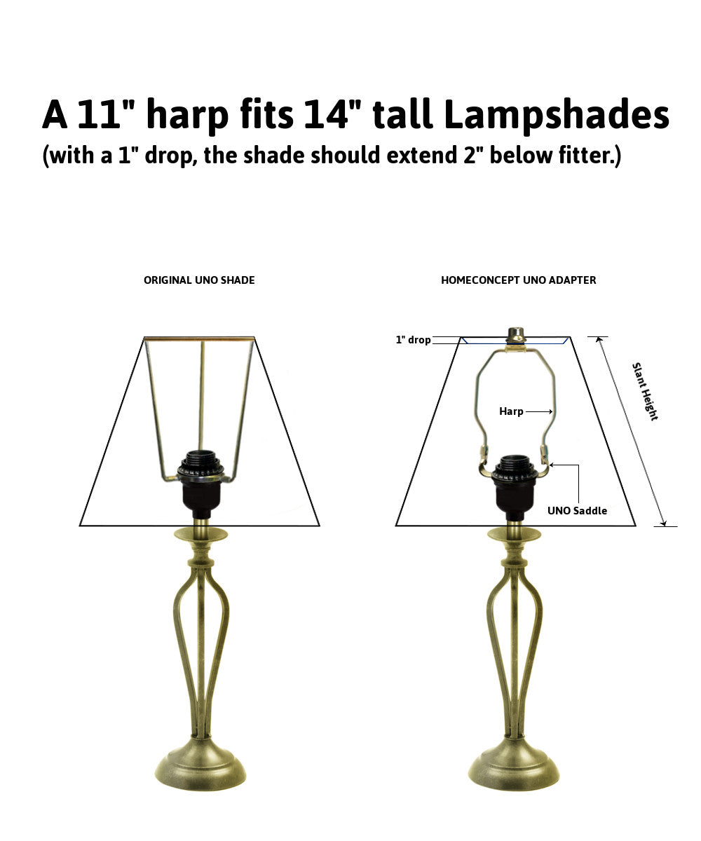 11"H SLIP UNO Adapter Converts your Lampshade to fit on SLIP UNO Lamp Base