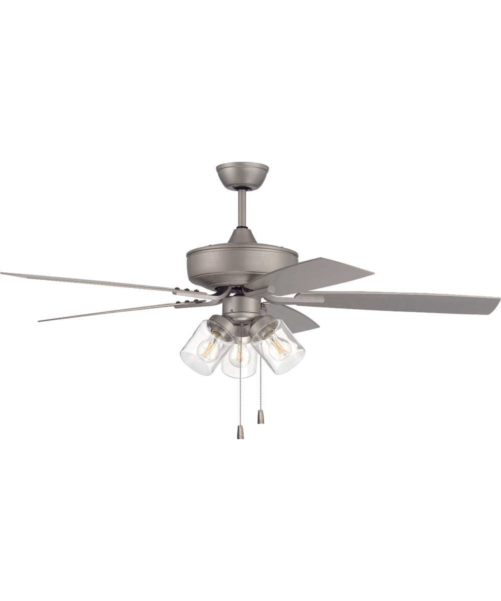 52" Outdoor Pro Plus 104 Clear 3-Light Indoor/Outdoor Ceiling Fan Painted Nickel