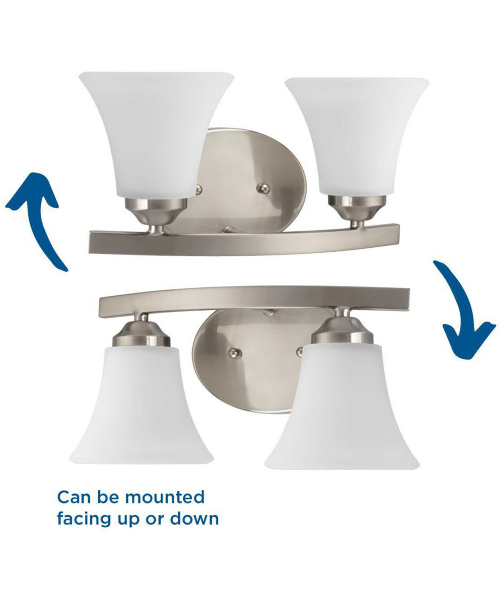 Adorn 2-Light Etched Glass Traditional Bath Vanity Light Brushed Nickel