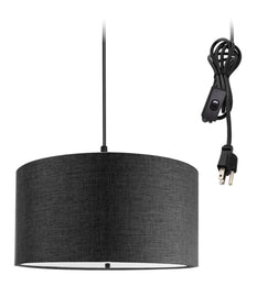 14"W 2 Light Swag Plug-In Pendant  Granite Gray with Diffuser Black Cord