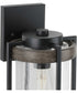 Whitmire  1-Light with Aged Oak Accents Clear Seeded Glass Farmhouse Outdoor Wall Lantern Light Matte Black