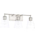 3-Light Vanity In Brushed Nickel With Clear Glass