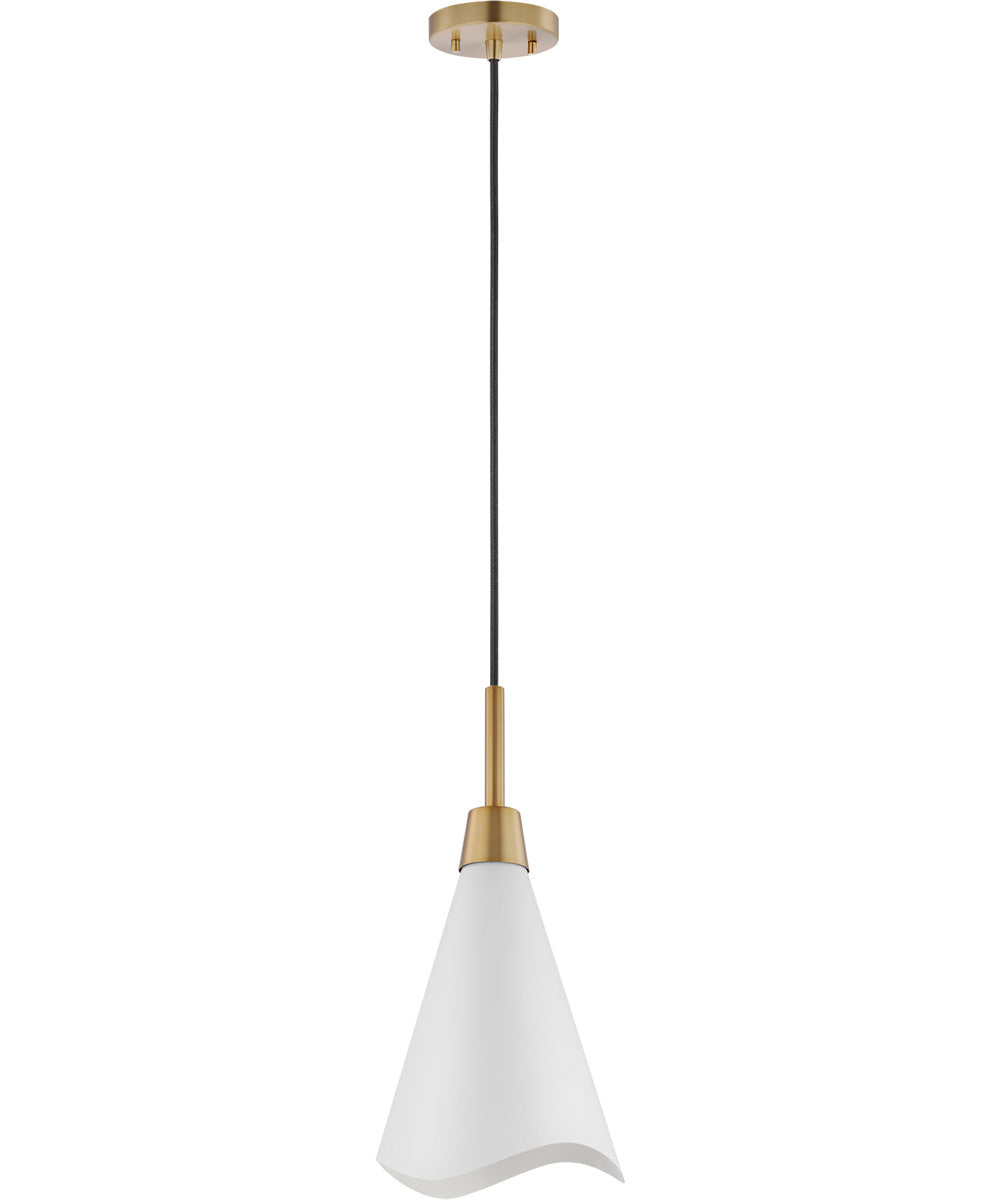 Tango 1-Light Pendant Matte White / Burnished Brass