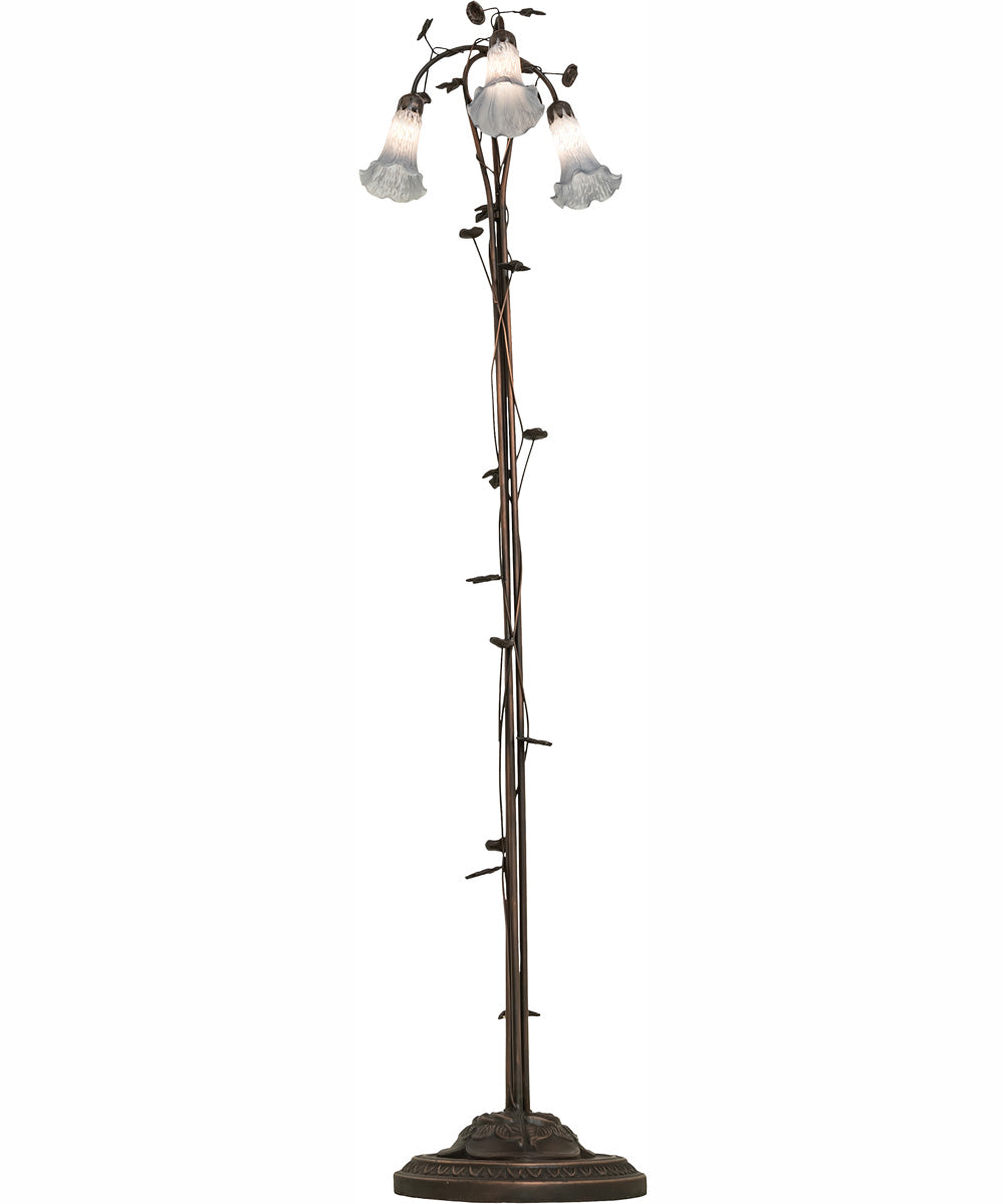 58" High Gray Tiffany Pond Lily 3 Light Floor Lamp
