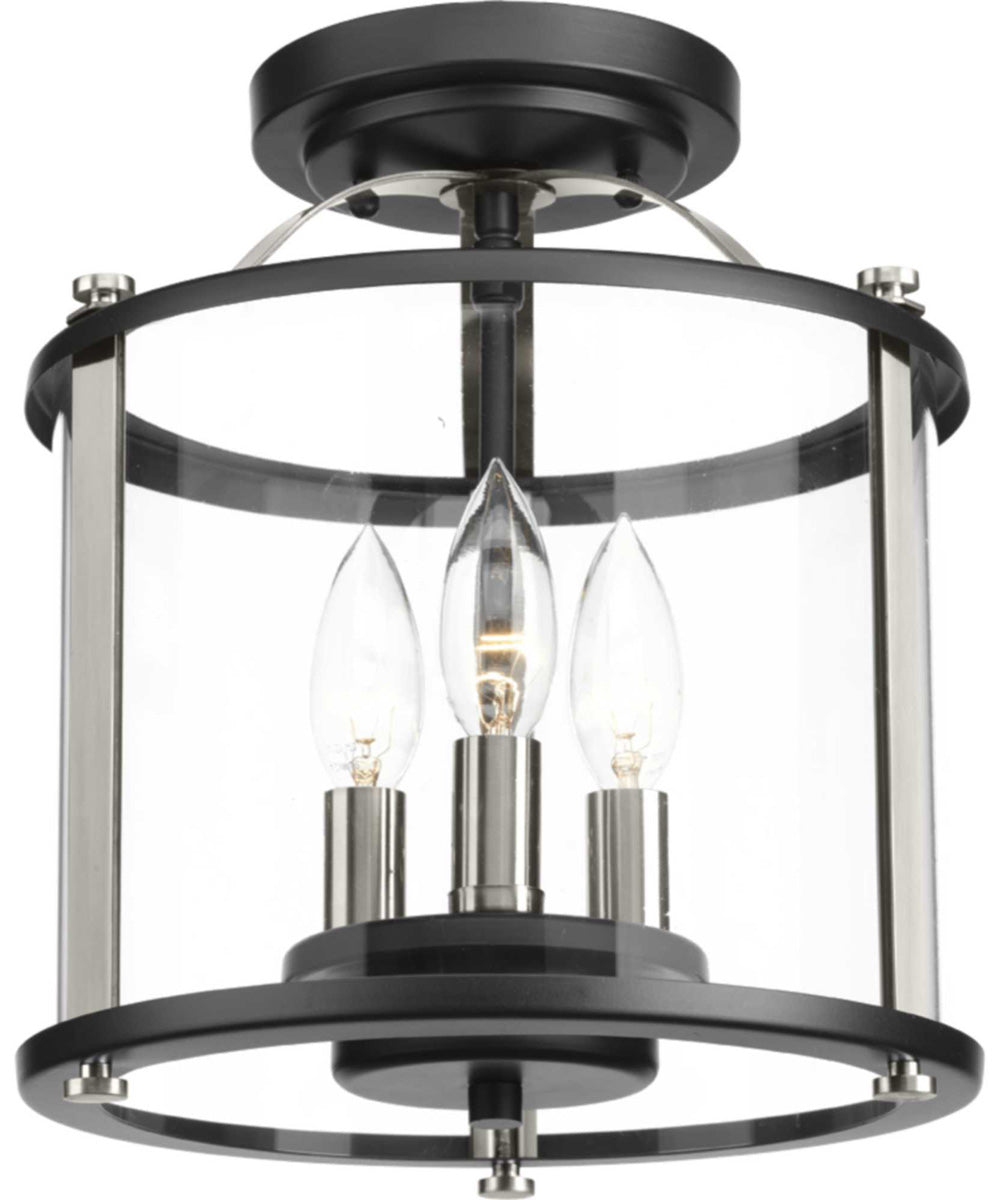 Squire 3-Light Semi-Flush Convertible Matte Black