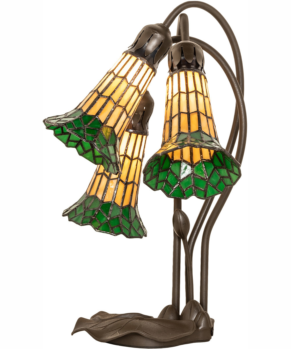 16" High Stained Glass Pond Lily 3 Light Accent Lamp