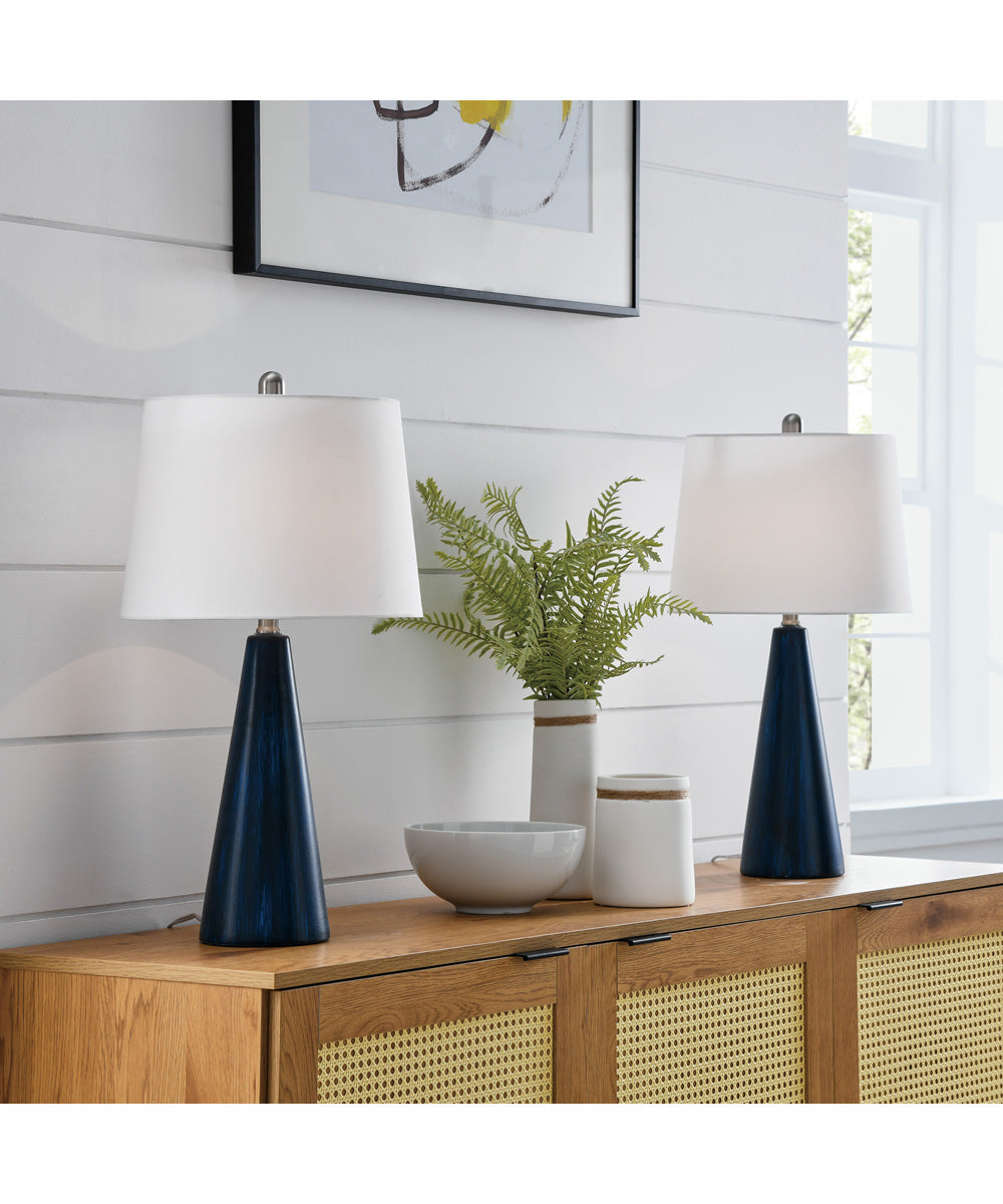 Pillan 1-Light 2 Pack-Table Lamp Blue Ceramichrome/ White Linen Shade