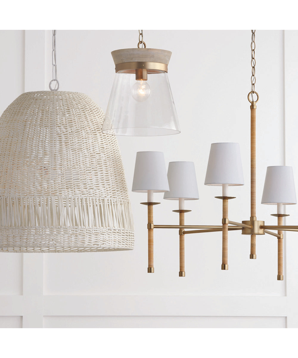 Finn 1-Light Pendant White Wash and Matte Brass