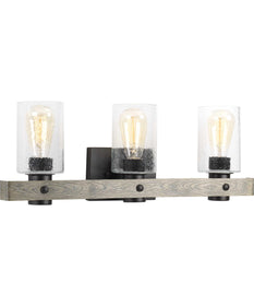 Gulliver 3-Light Clear Seeded Glass Coastal Bath Vanity Light Graphite