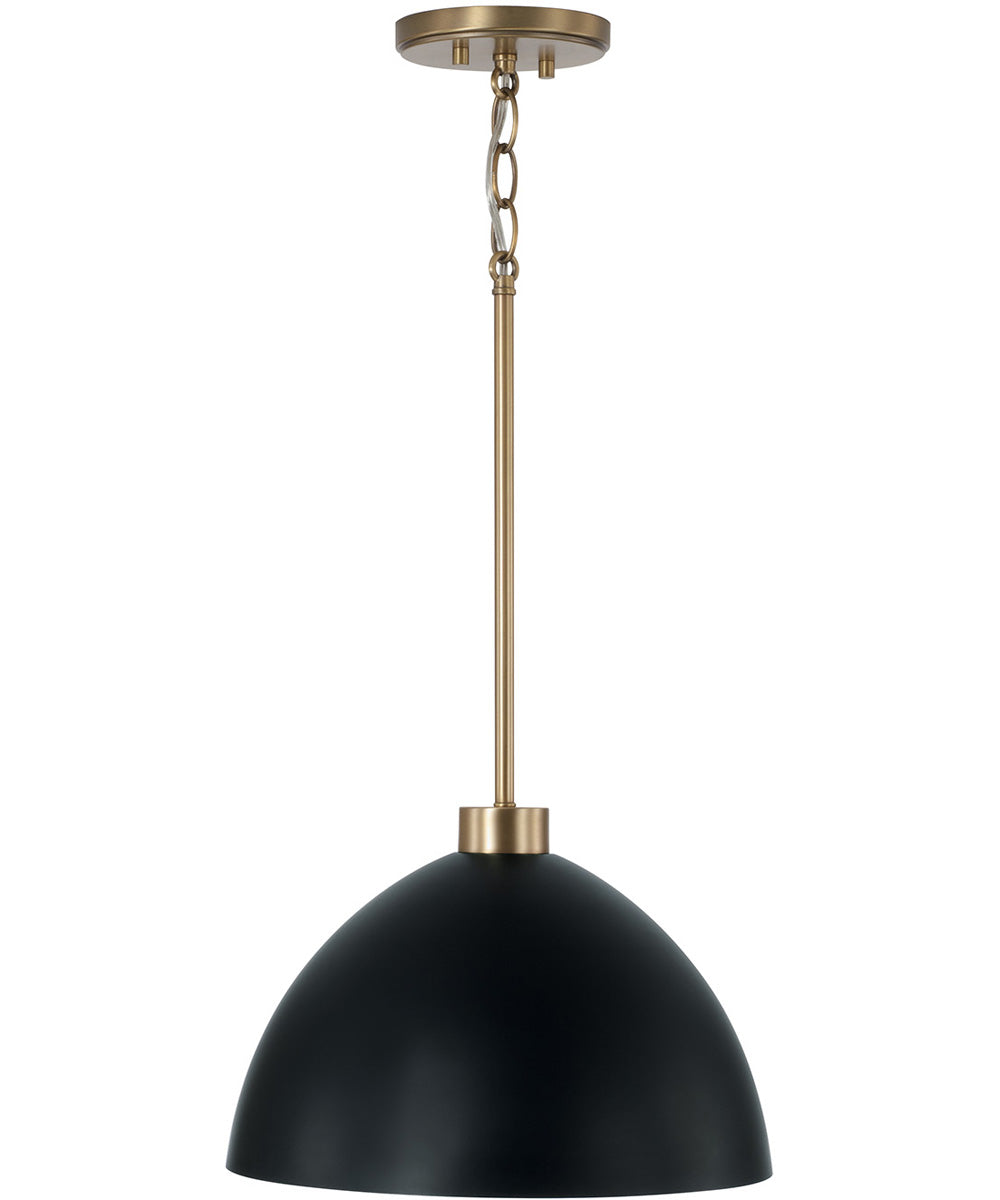 Ross 1-Light Pendant Aged Brass and Black