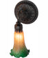 5.5" Wide Amber/Green Tiffany Pond Lily Wall Sconce