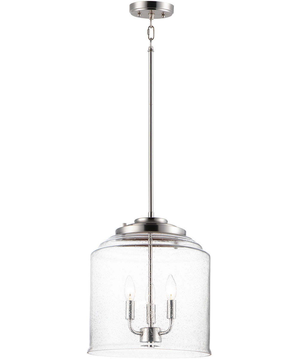 14"W Acadia 3-Light Pendant Satin Nickel