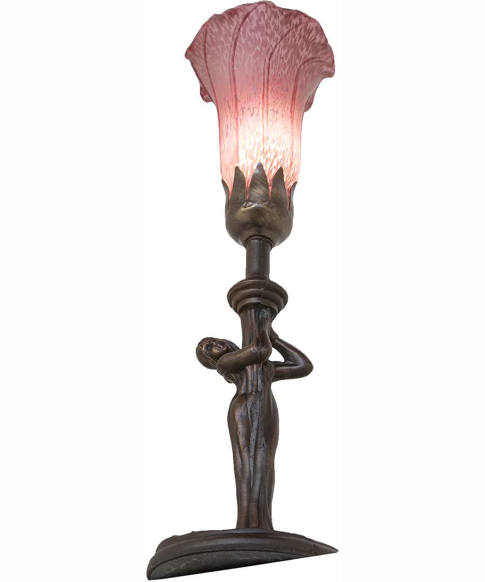15" High Lavender Tiffany Pond Lily Nouveau Lady Accent Lamp