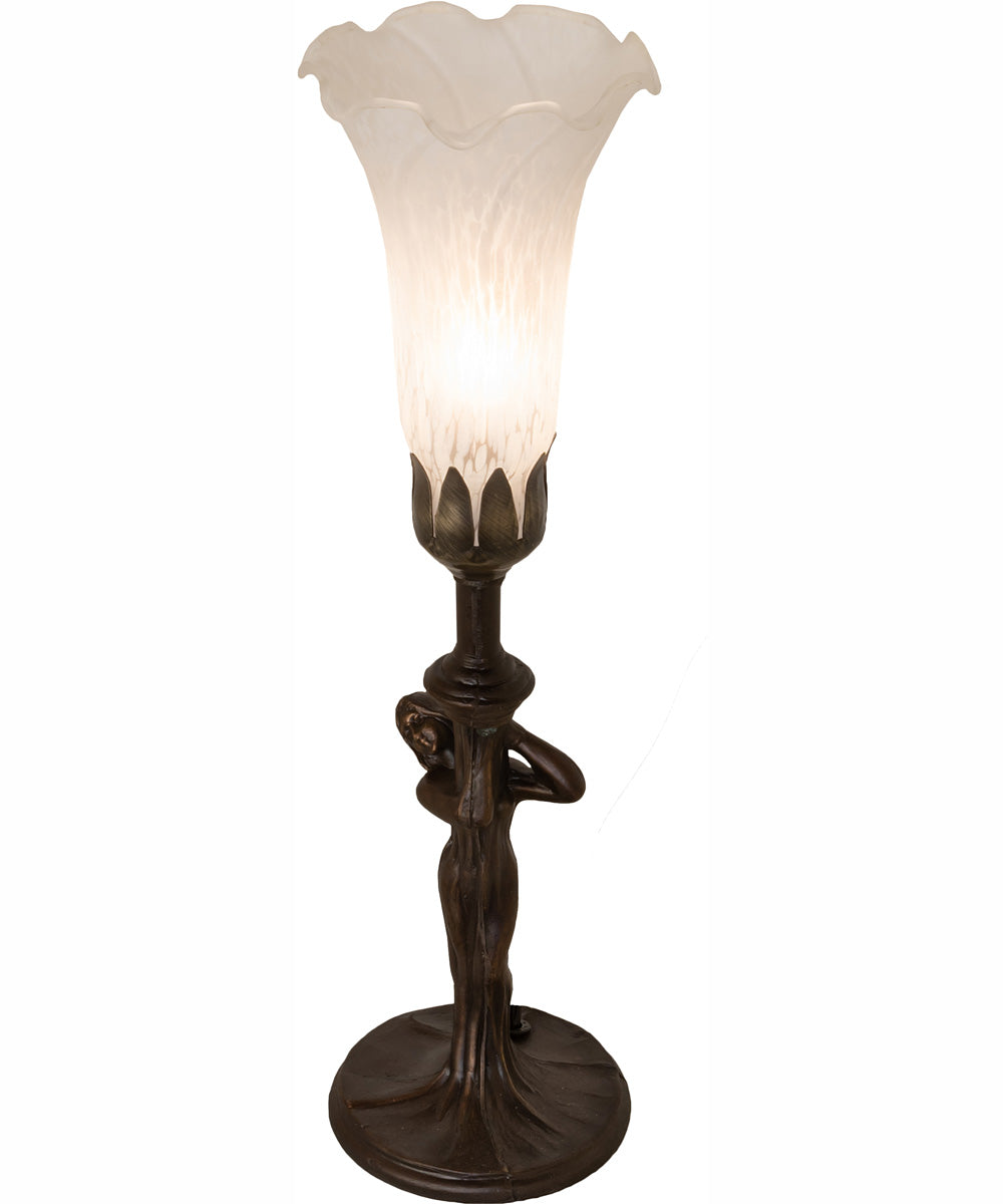 15" High White Tiffany Pond Lily Nouveau Lady Accent Lamp