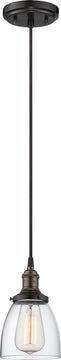 5"W Vintage 1-Light Pendant Rustic Bronze