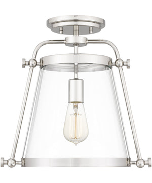 Cardiff 1-light Semi Flush Mount Polished Nickel