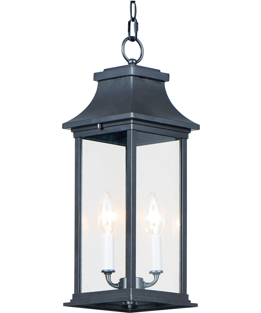 7"W Vicksburg 2-Light Outdoor Hanging Lantern Black
