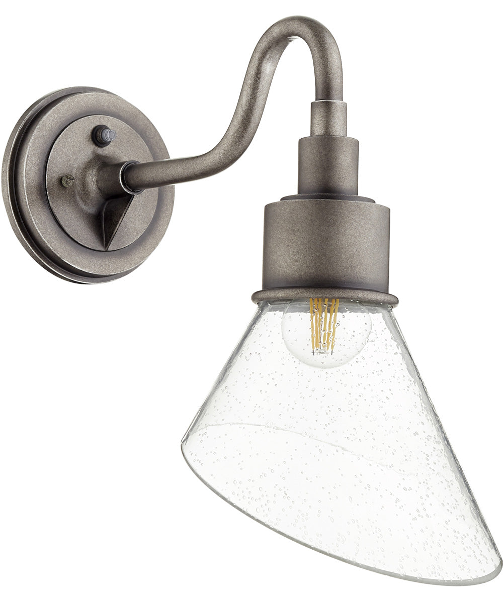 9"W Torrey 1-light Wall Mount Light Fixture Weathered Zinc w/ Clear/Seeded