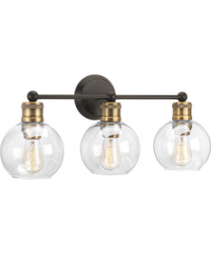 Hansford 3-Light Clear Glass Coastal Bath Vanity Light Antique Bronze