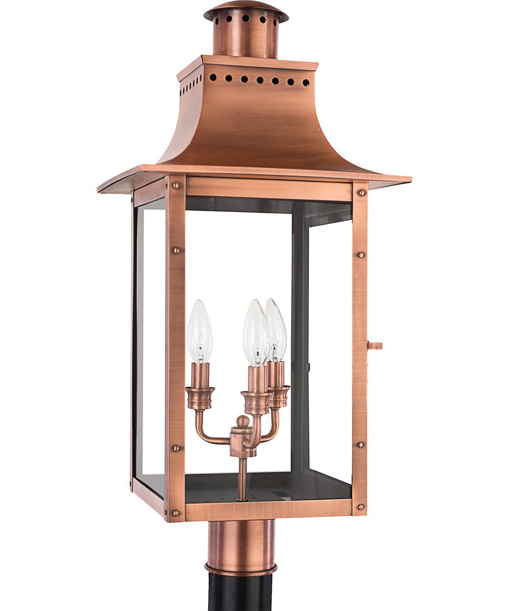 Chalmers Large 3-light Outdoor Post Light Aged Copper