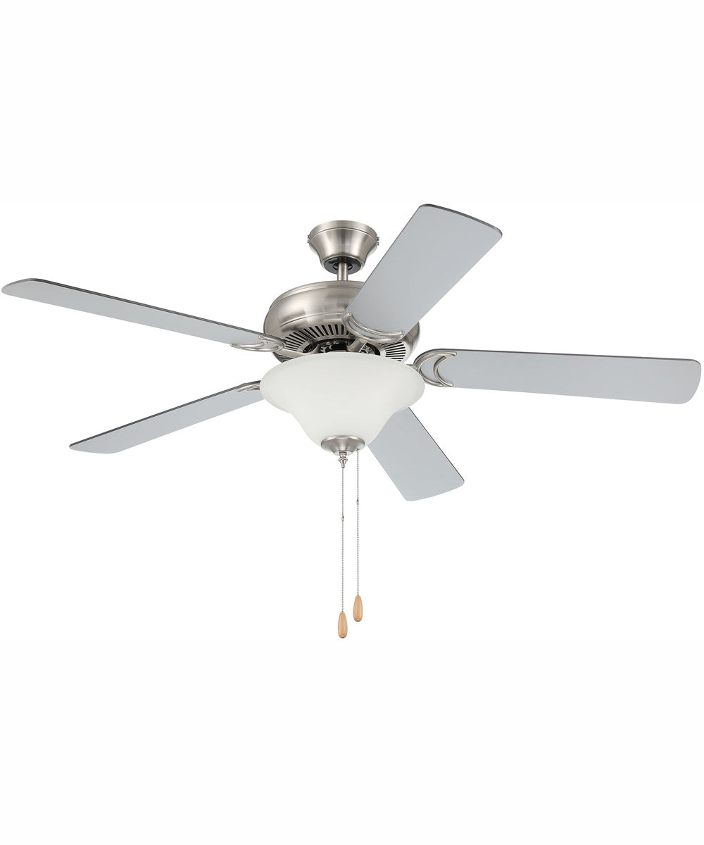 52" Decorator's Choice 2-Light Ceiling Fan Brushed Polished Nickel