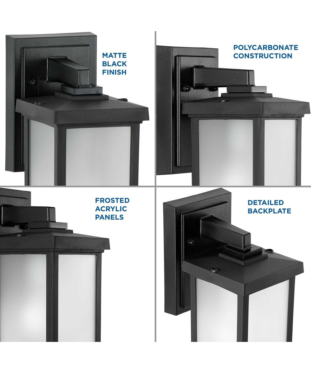 Trafford Non-Metallic Lantern  1-Light Frosted Shade Traditional Outdoor Wall Lantern Light Textured Black