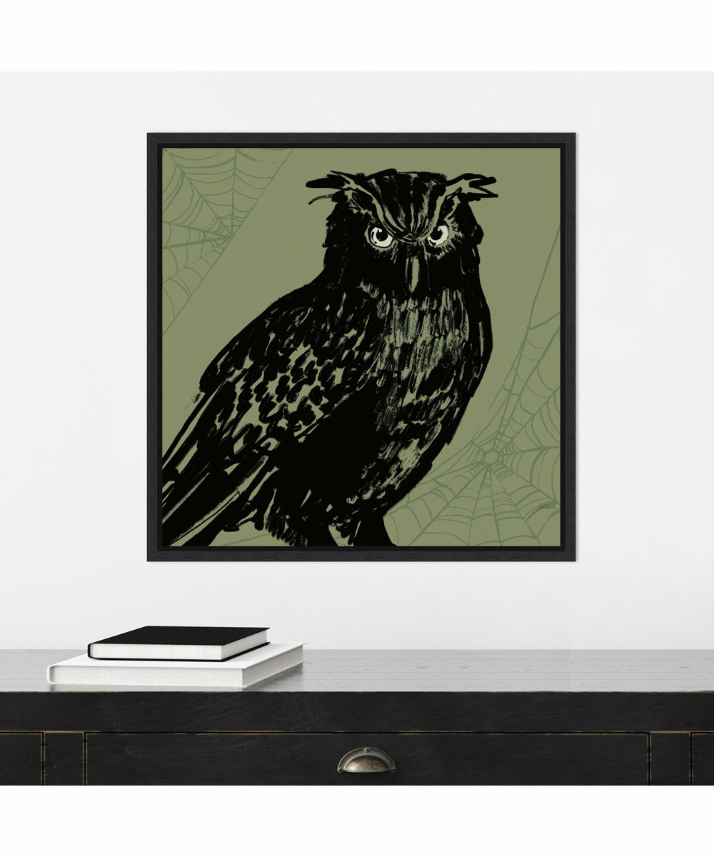 Framed Haunted Halloween X by Anne Tavoletti Canvas Wall Art Print (22  W x 22  H), Sylvie Black Frame