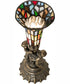 13" High Stained Glass Pond Lily Twin Cherub Mini Lamp