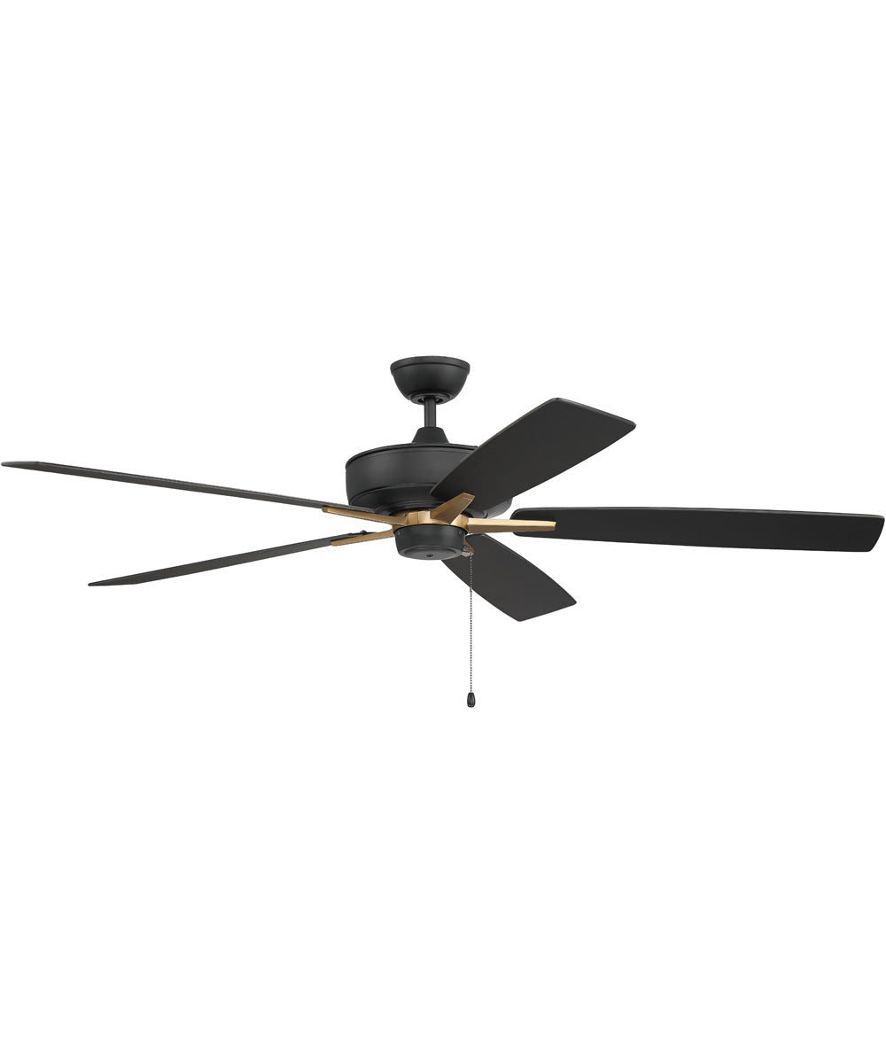 Super Pro 60 Ceiling Fan (Blades Included) Flat Black/Satin Brass