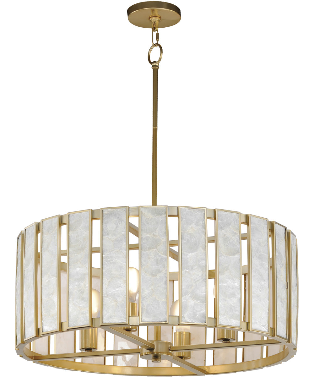Miramar 4-Light Pendant Capiz / Natural Aged Brass