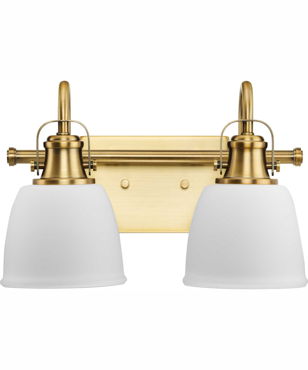 Preston 2-Light Coastal Bath Vanity Light Vintage Brass