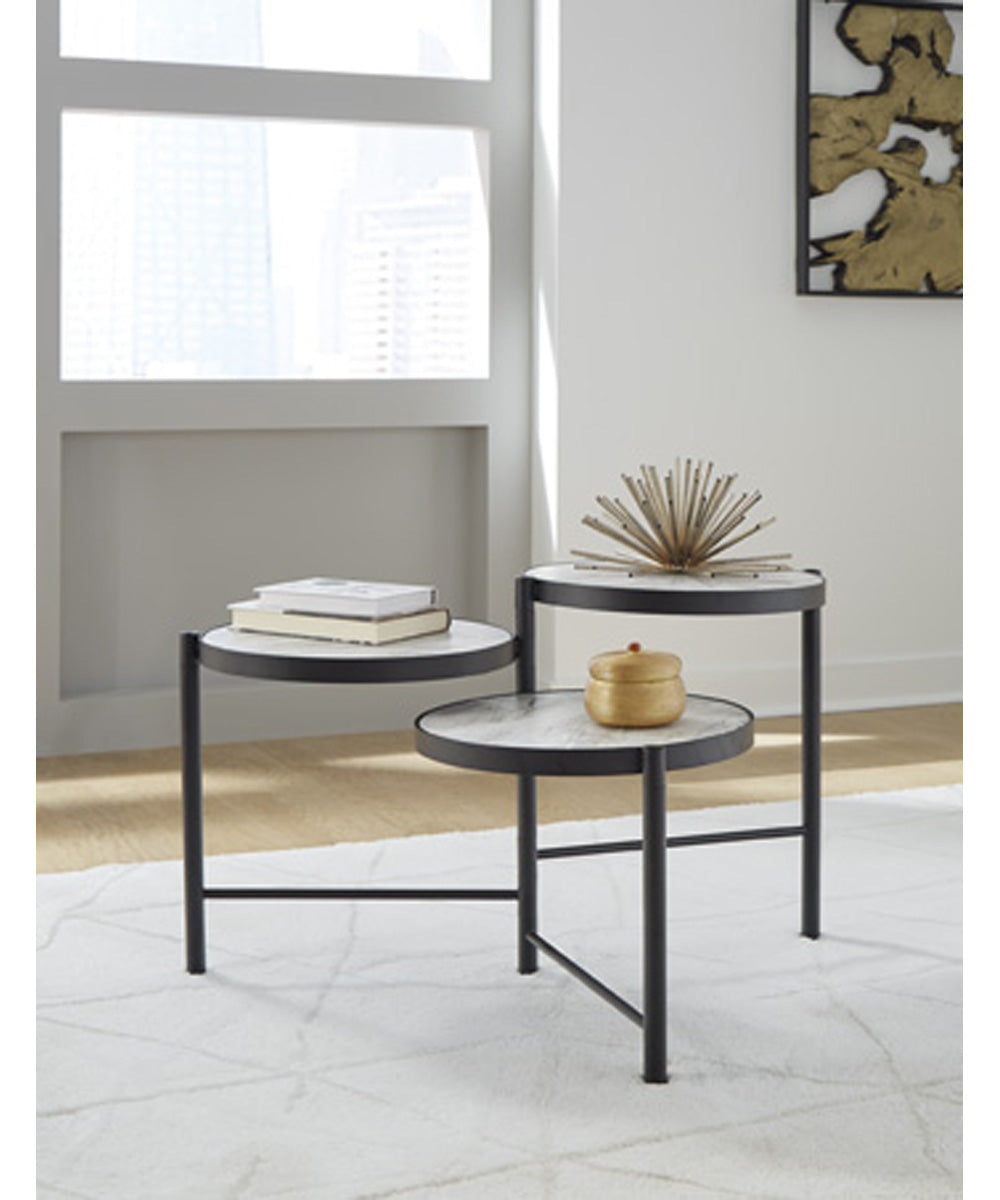 Plannore Round Cocktail Table Black/White