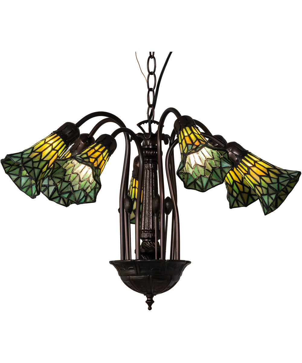 24" Wide Tiffany Pond Lily 7 Light Chandelier