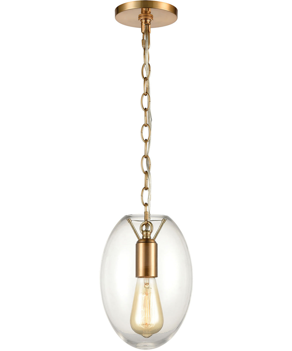 Ellipsa 1-Light Mini Pendant Satin Brass/Clear Glass