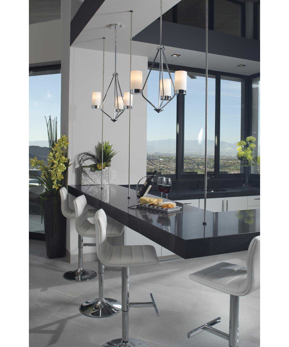 Elevate 3-Light Etched White Glass Mid-Century Modern Chandelier Light Polished Chrome
