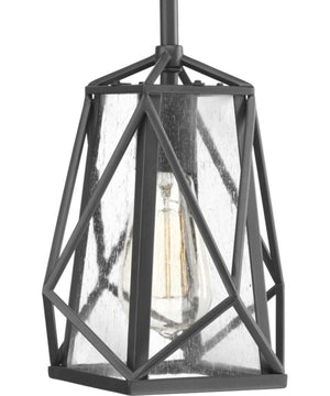 Marque 1-Light Clear Seeded Glass Global Pendant Light Graphite