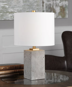 17"H Drexel Concrete Block Lamp