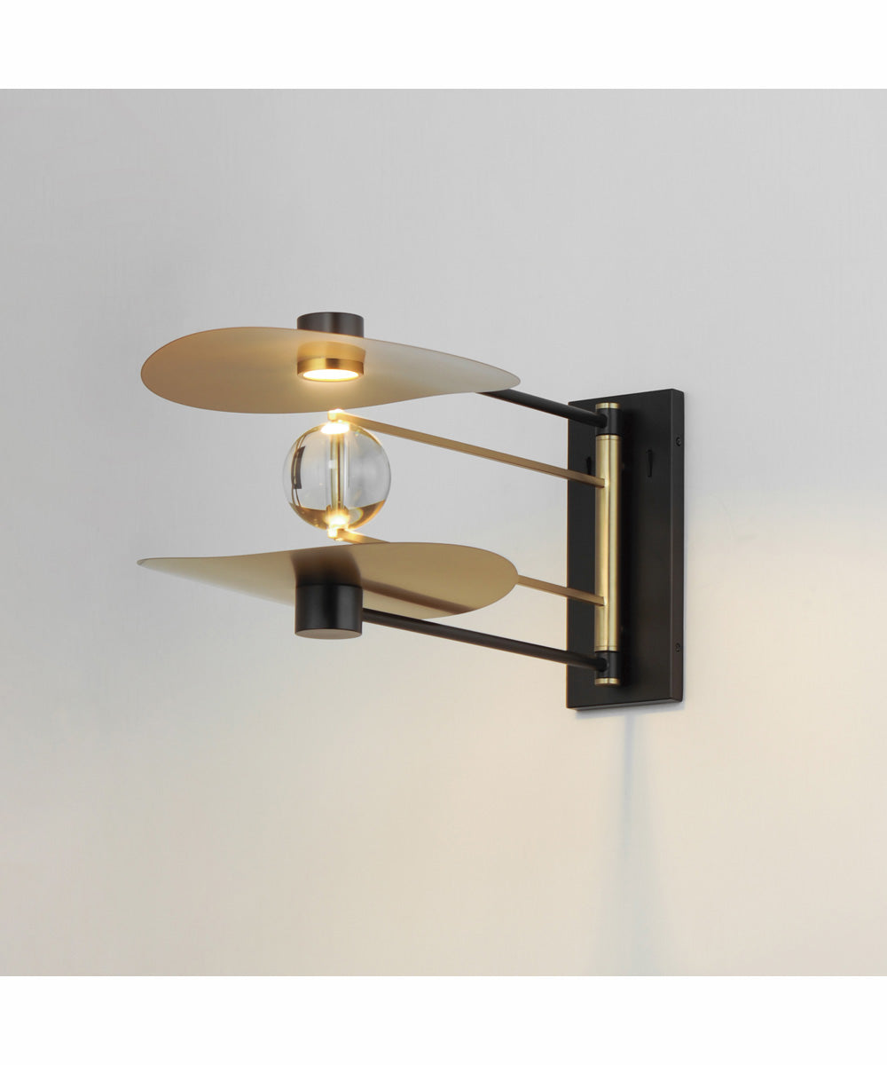 Pearl 2-Light LED Sconce Black / Natural Aged Brass