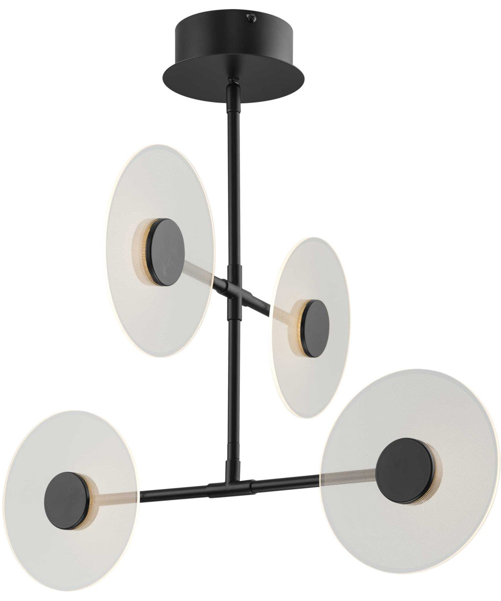 Spoke LED 4-Light Modern Style Hanging Chandelier Light Matte Black