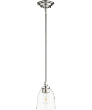 5"W Rossington 1-light Pendant Satin Nickel w/ Clear/Seeded