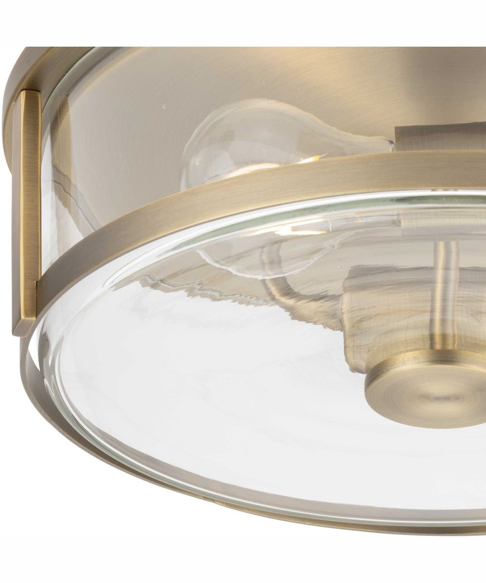 Gilliam 12-5/8 in. 2-Light New Traditional Flush Mount Vintage Brass