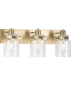 Calhoun 3-Light Clear Glass Farmhouse Bath Vanity Light Vintage Brass