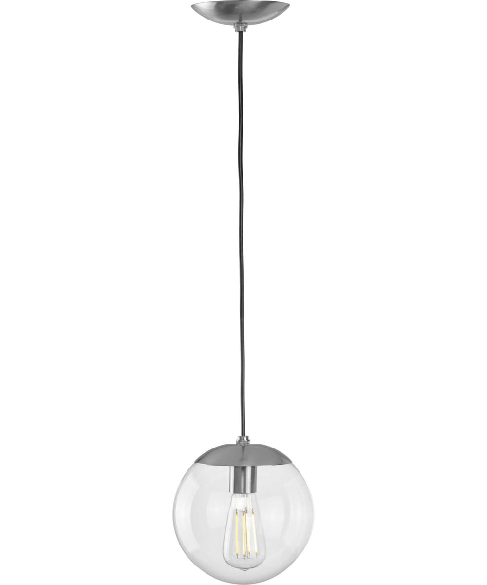 Atwell 8-inch Clear Glass Globe Small Hanging Pendant Light Brushed Nickel