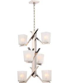 19"W Timone 6-Light Pendant Polished Nickel