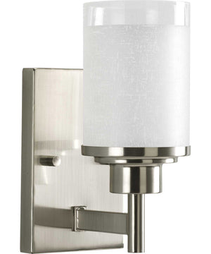 Alexa 1-Light Etched Linen With Clear Edge Glass Modern Bath Vanity Light Brushed Nickel