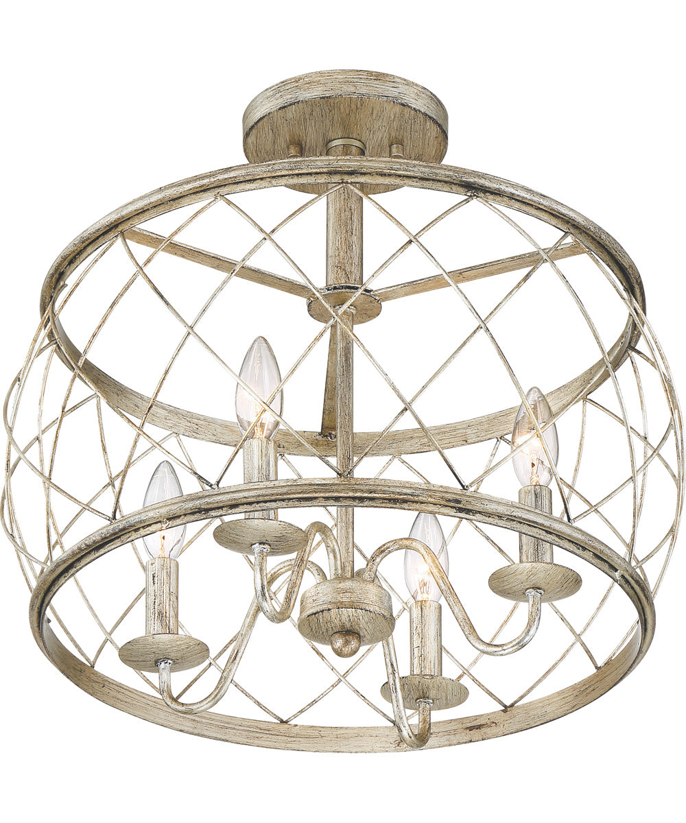 Dury Medium 4-light Semi Flush Mount Century Silver Leaf