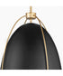 3-light Pendant Matte Black w/ Aged Brass