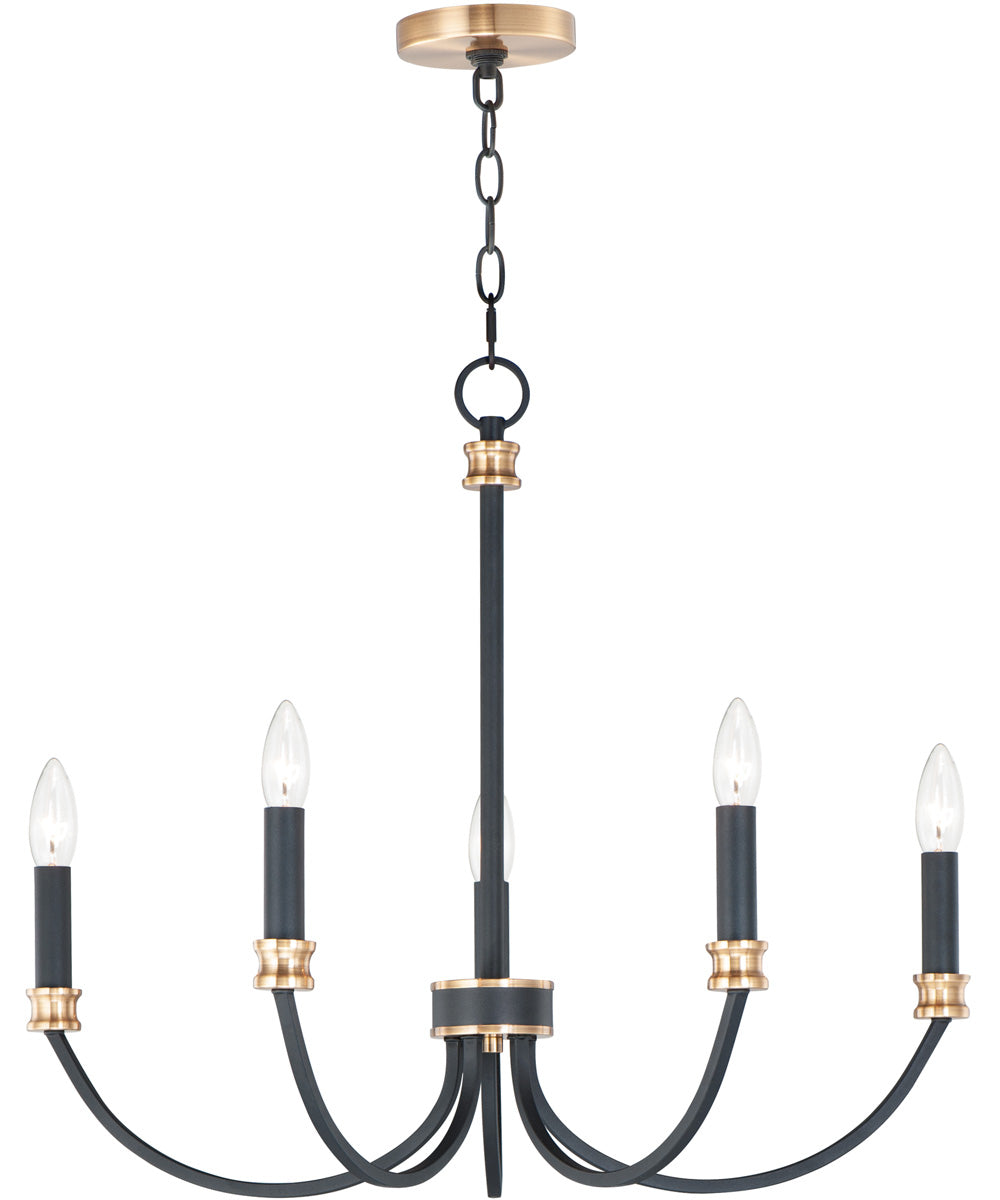 26"W Charlton 5-Light Chandelier Black / Antique Brass