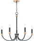 26"W Charlton 5-Light Chandelier Black / Antique Brass